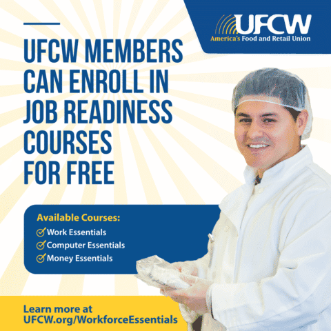 UFCW Workforce Essentials job-readiness courses flyer.