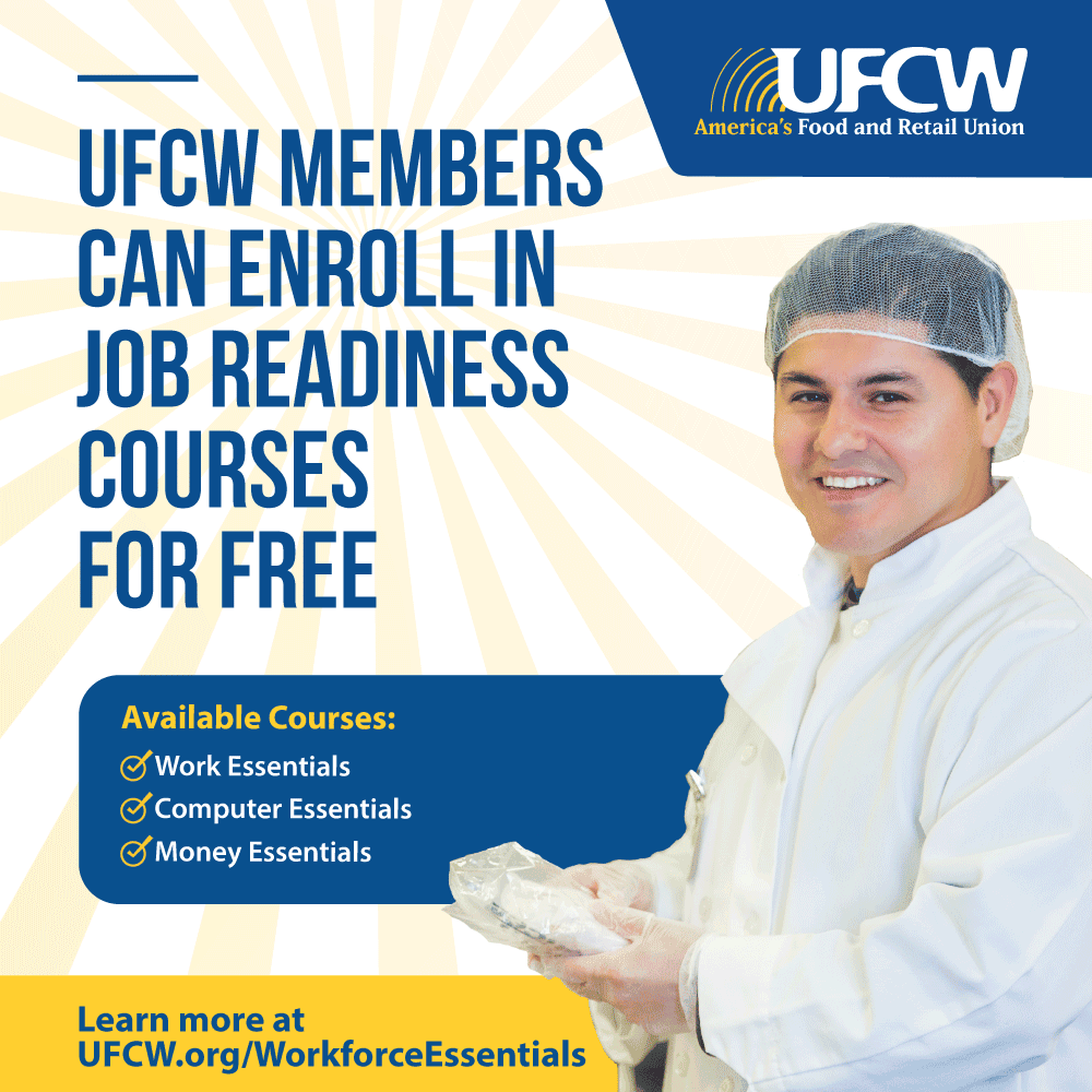 UFCW Workforce Essentials job-readiness courses flyer.