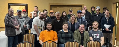 Ben & Jerry's workers gathered at a union meeting.